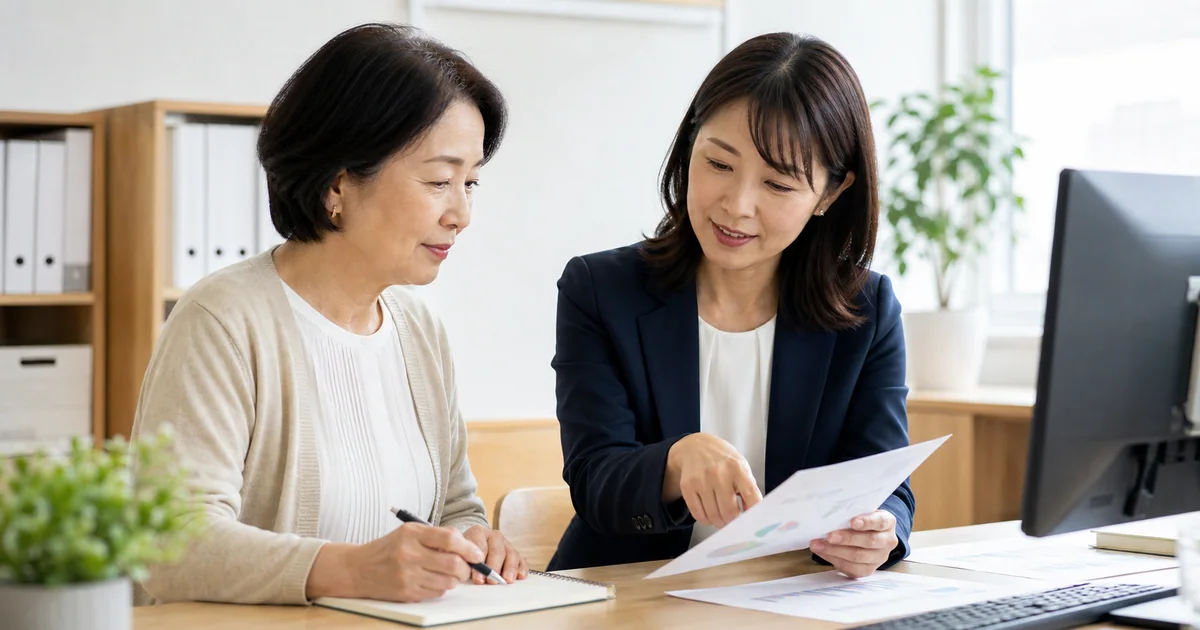 職場で年下の先輩から仕事を教わる50代のパート女性